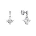 Pair of diamond earrings on a white background
