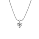Heart-shaped diamond pendant on a chain against a white background