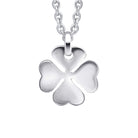 Silver four-leaf clover pendant on a white background