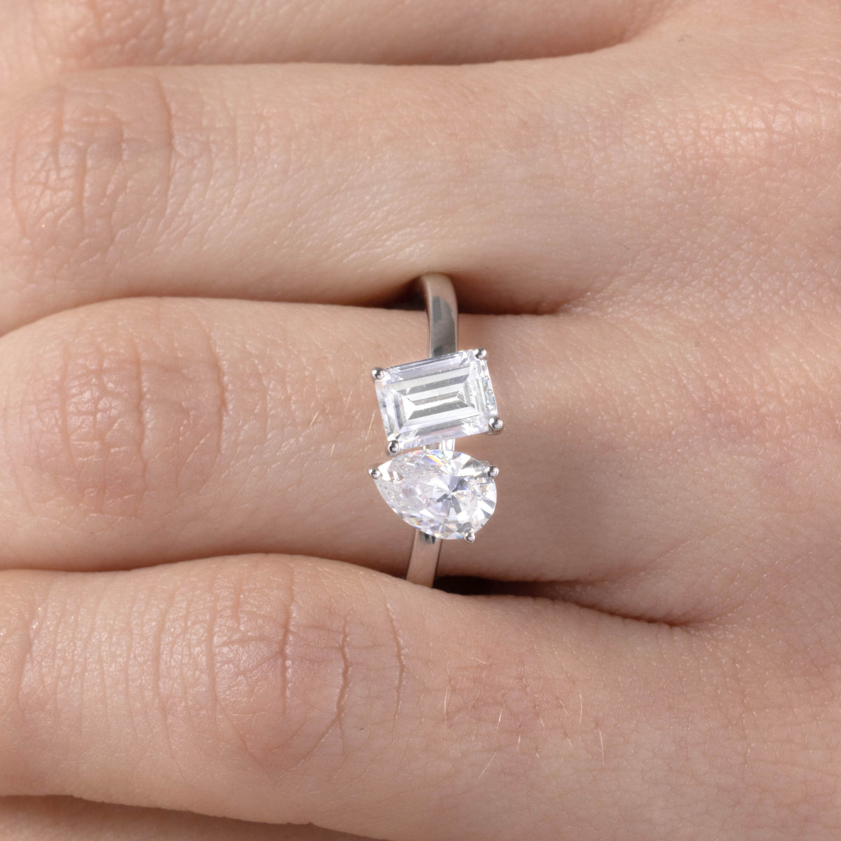 Diamond ring on a finger